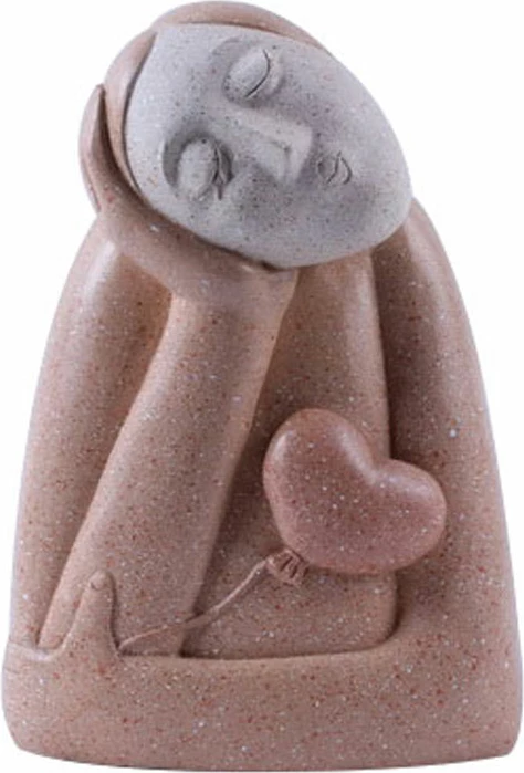 Figurë dekorative CHEVEU PINK, polirezine, terrakotë-gri, 15x12x21cm