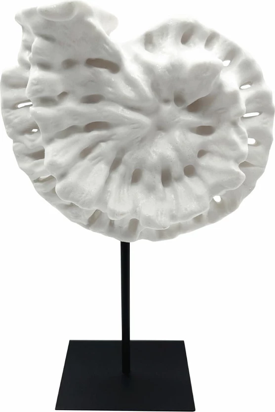 Dekor guaskë, polirezine, e bardhë, bazë metalike e zezë, 25x12x41cm