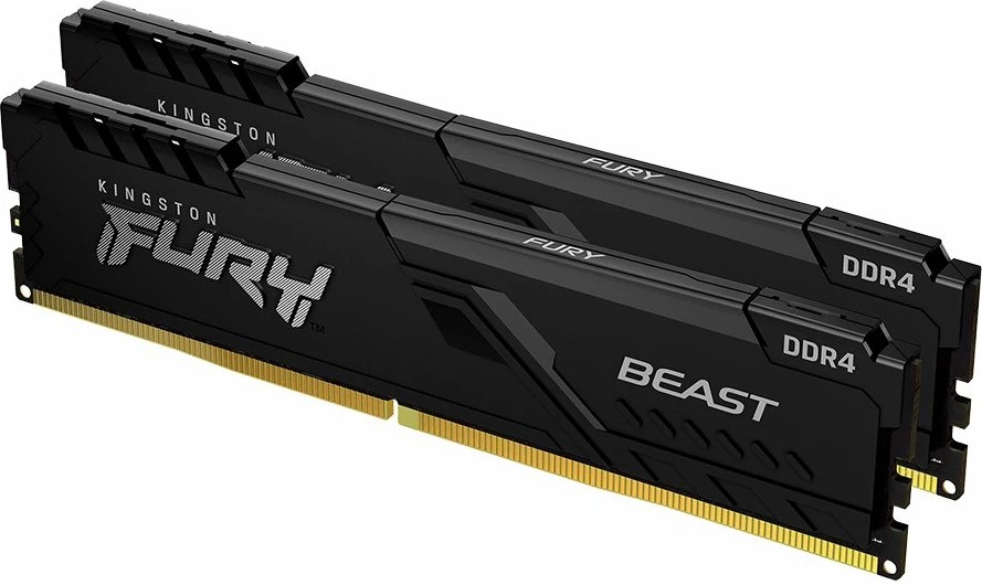 RAM Memorje Kingston FURY Beast 32GB (2x16GB) DDR4 3200MT/s CL16 DIMM, e zezë, kit 2 copë