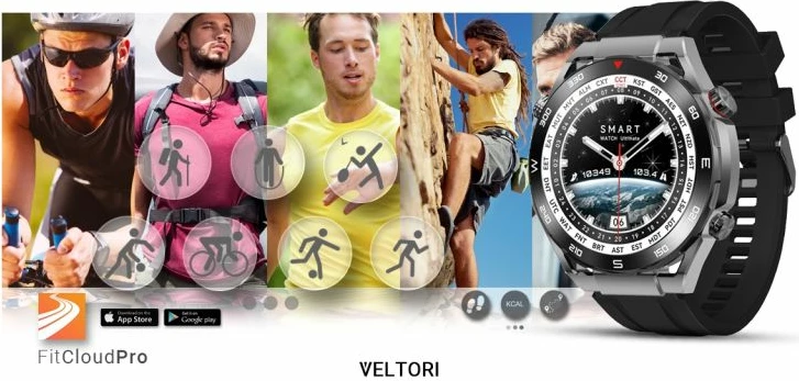 Smartwatch VELTORI unisex, e zezë