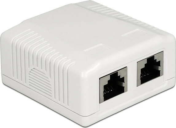 Prizë rrjeti DeLOCK 86197, 2x RJ-45, montim sipërfaqësor, e bardhë