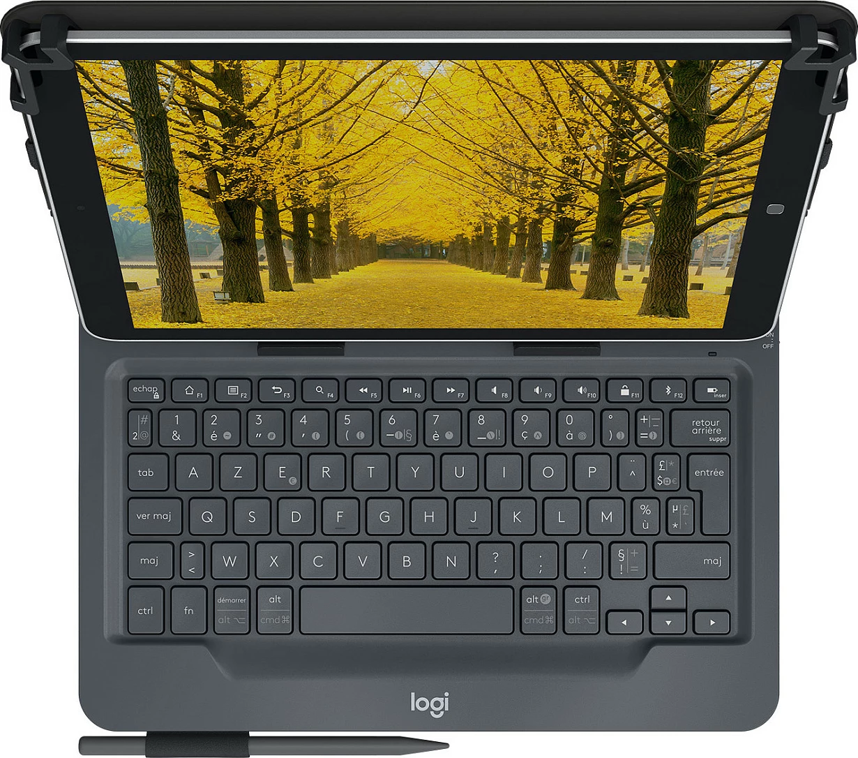 Tastierë Logitech Universal Folio me mbështjellës të integrum për tablet, e zezë