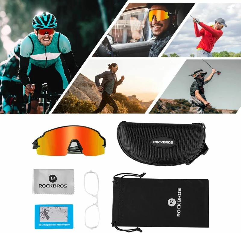 Syze çiklizmi Rockbros 10179BK me lente fotochromike portokalli, me insert korrektues, të zeza