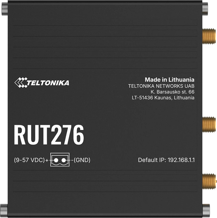 Router industrial Teltonika RUT276, 5G/4G, 2x Fast Ethernet, Wi‑Fi, DIN-rail/Wall, i zi