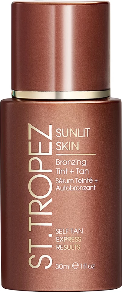 Bronzer & vetë-ngjyrues për fytyrë ST. TROPEZ Sunlit Skin Bronzing Tint + Instant Tan Brown Tint për femra, 30ml