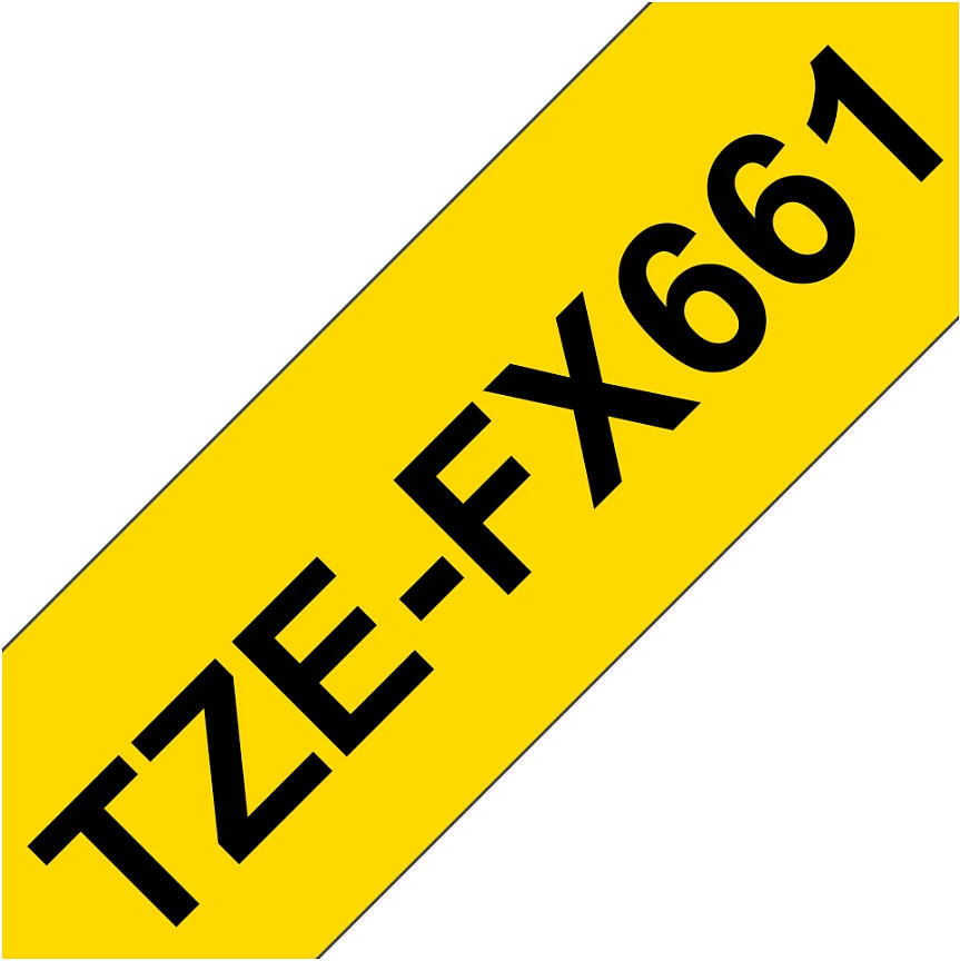 Kasetë shirit etikete Brother TZe-FX661, 40 mm x 8 m, e zezë në të verdhë