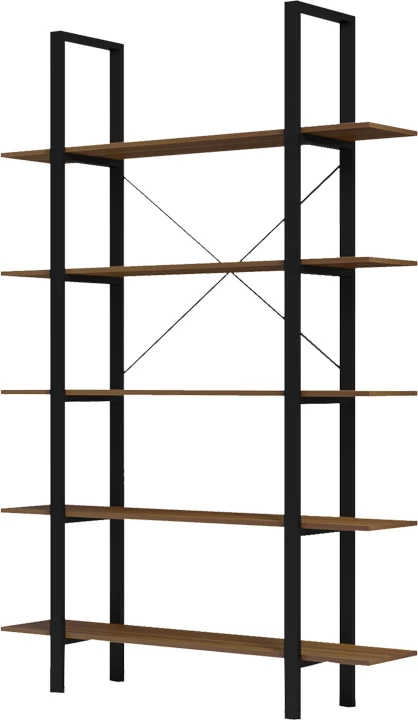 Raft librash Varous, ngjyrë arre-metal i zi, 120x28x180cm