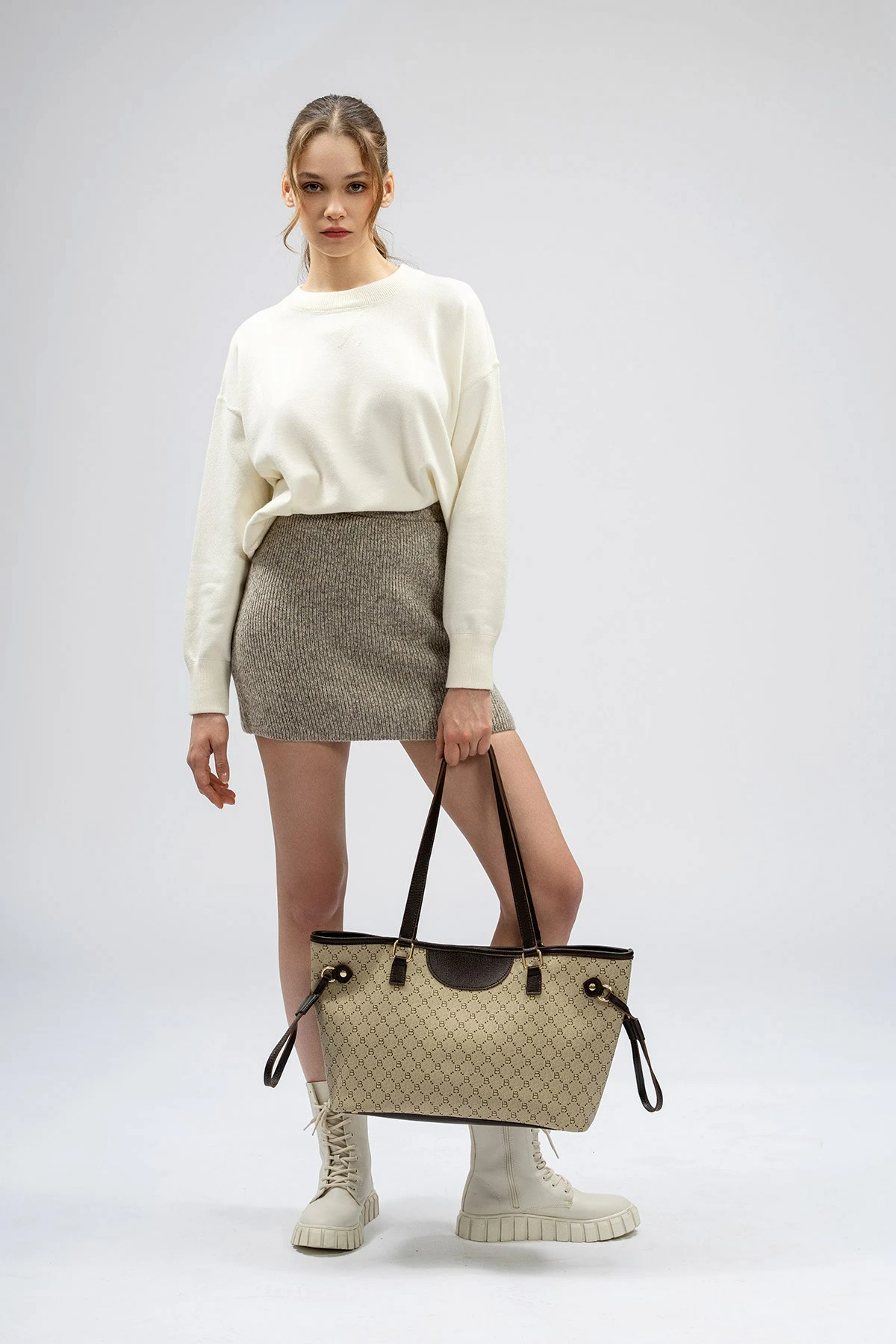 Tote bag Lucky Bees, krem, kafe, 355 v2