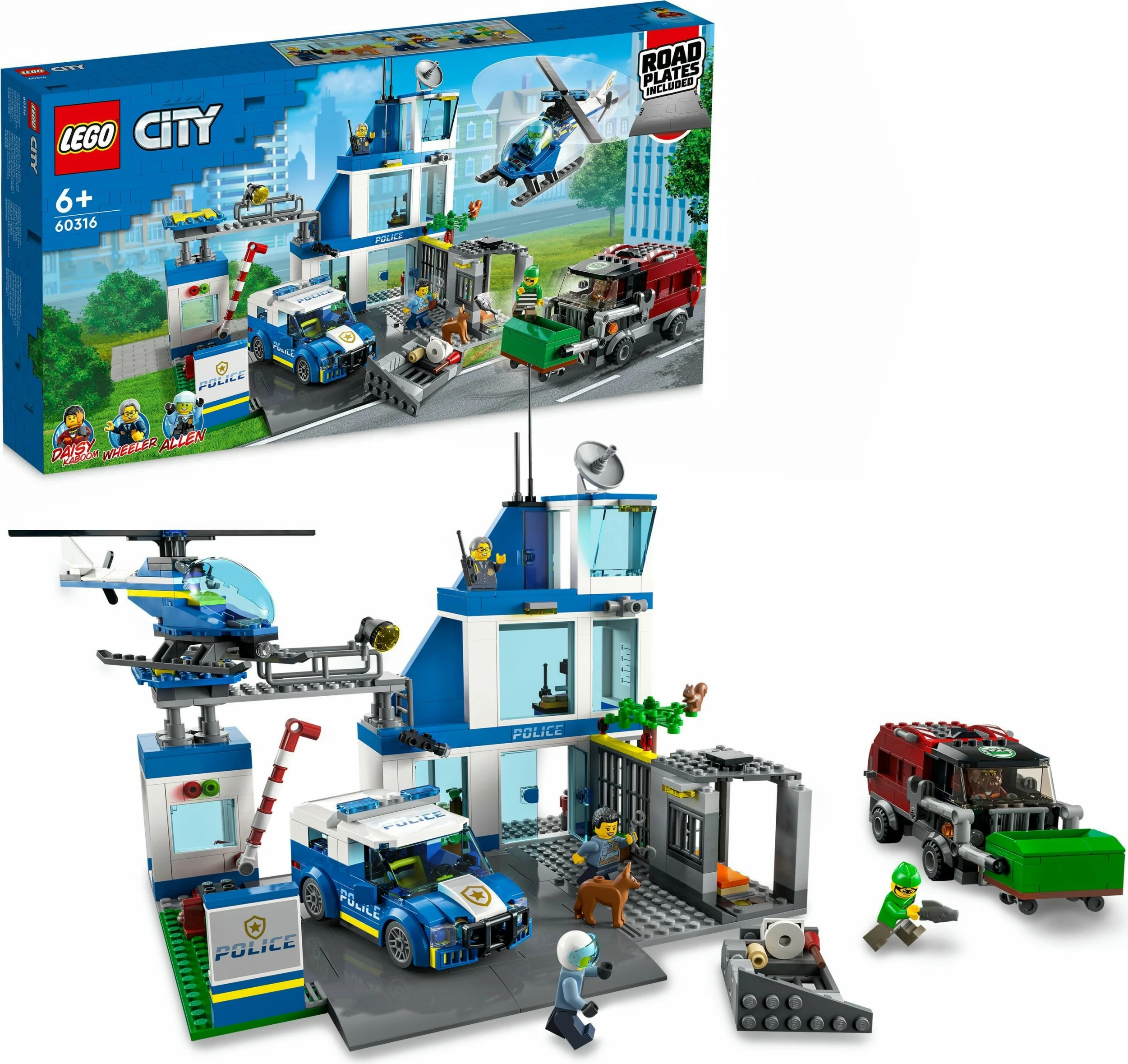 Set ndërtimi LEGO City Police Station, 668 pjesë, plastikë, shumëngjyrësh