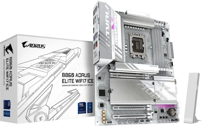 Pllakë amë GIGABYTE B860 AORUS ELITE WF7 ICE, LGA1851, ATX, DDR5, Wi‑Fi 7, USB4, e bardhë