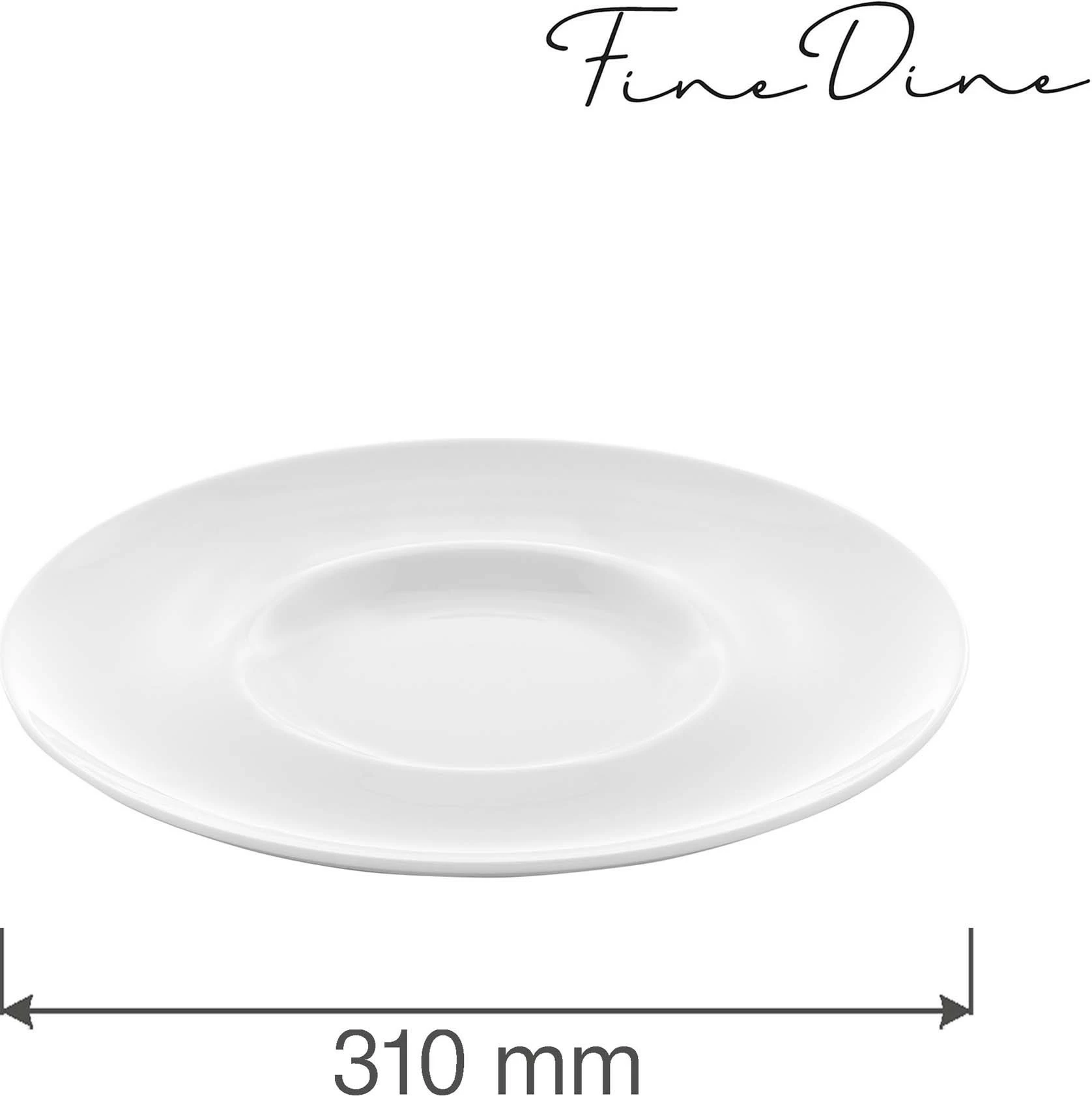 Pjatë e sheshtë Fine Dine Bianco 310 mm porcelan e bardhë, set 6 copë