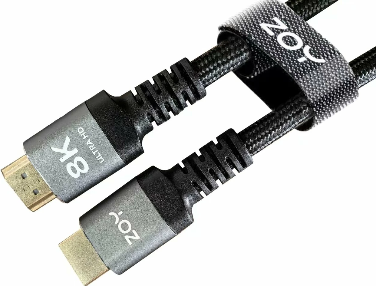 Kabllo HDMI ZOY ZCH3, 3m, HDMI 2.1, 8K 60Hz / 4K 120Hz, 48Gbps, e thurur nylon, konektorë të veshur me ar, e zezë