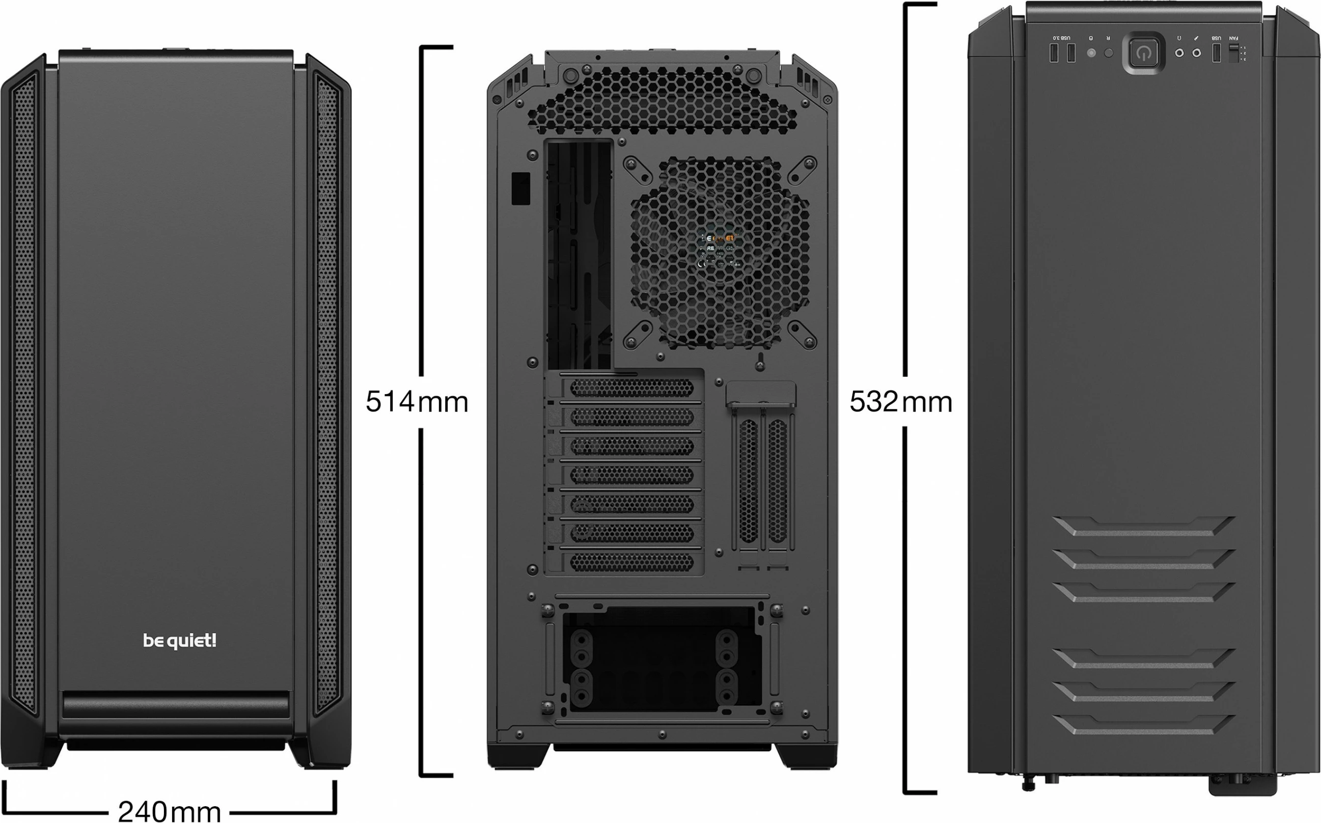 Kasë Be Quiet! Silent Base 601 Window, Midi Tower, ATX, EATX, micro ATX, Mini-ITX, e zezë