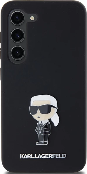 Mbështjellës Karl Lagerfeld Silicone Ikonik Metal Pin për Samsung Galaxy S23, i zi
