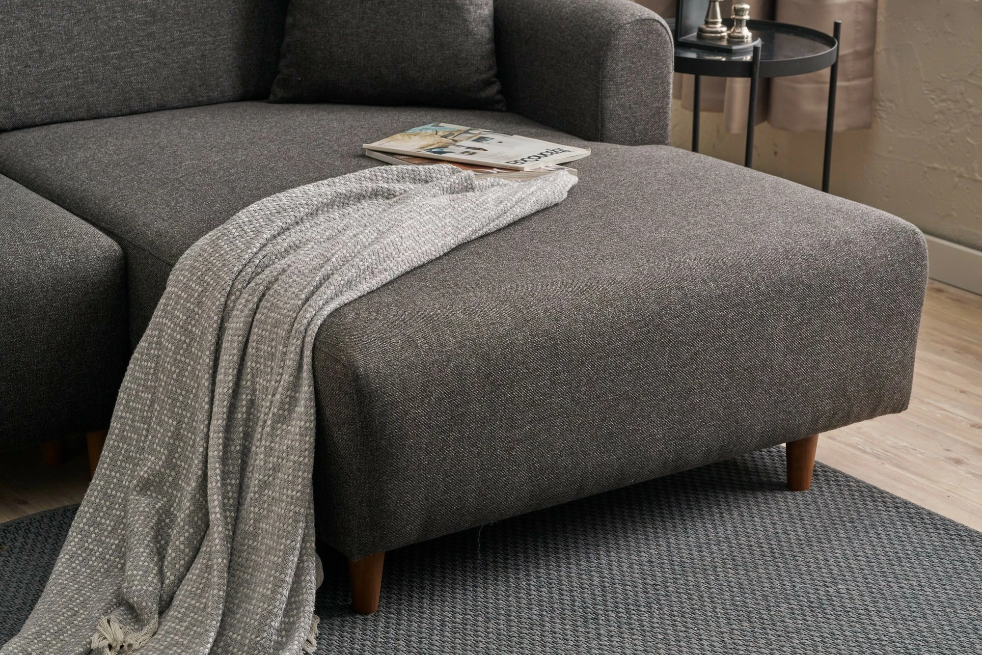 Kënd-sofë krevati Atelier del Sofa, mane djathtas, ngjyrë antracit