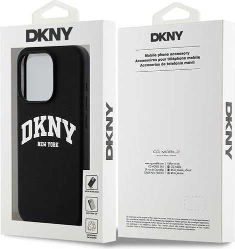 Mbështjellës DKNY Liquid Silicone me logo të bardhë, për iPhone 13 Pro/13, MagSafe, i zi