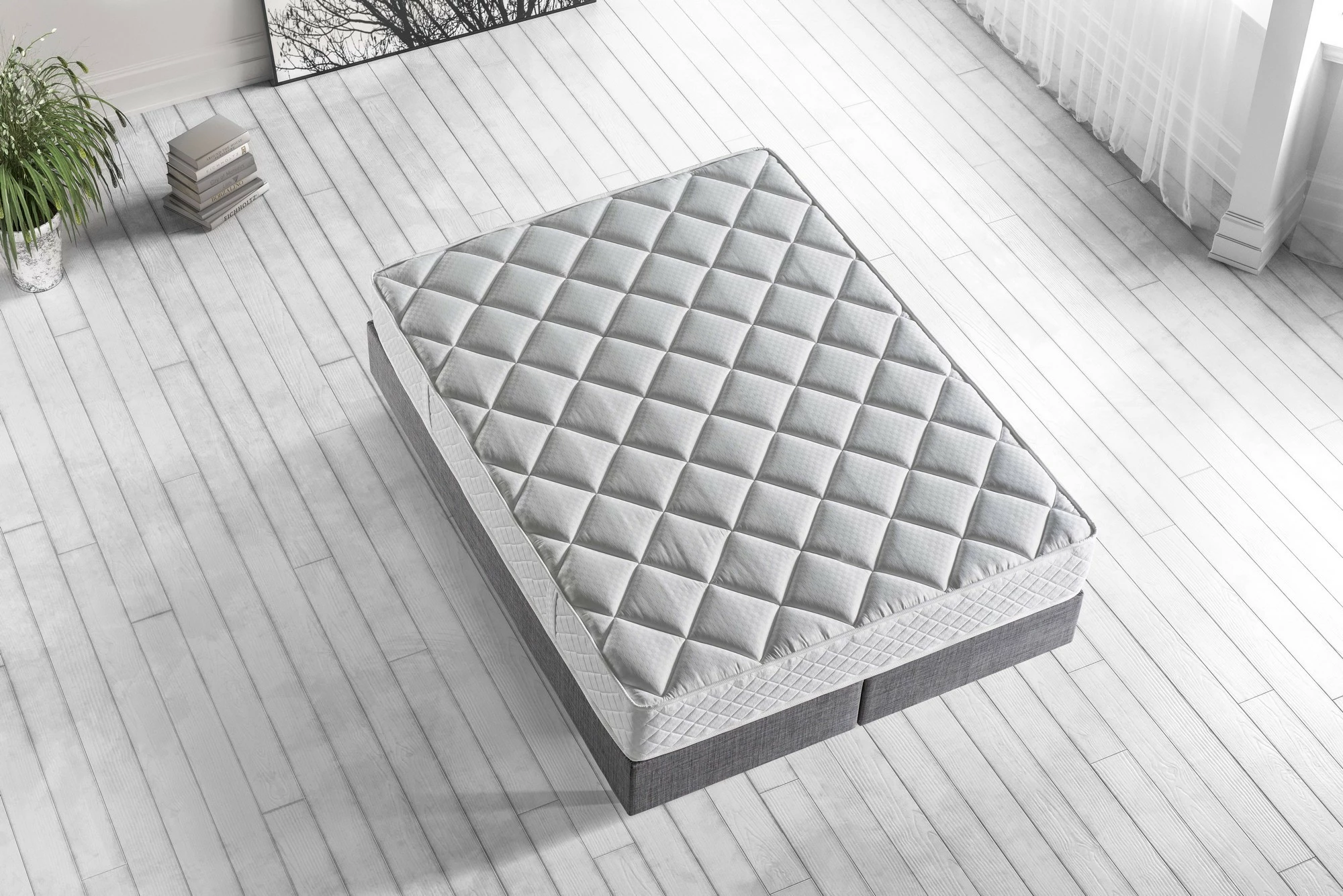 Dyshek luksoz Daisy, njësh, ngjyrë e bardhë, 120x200 cm