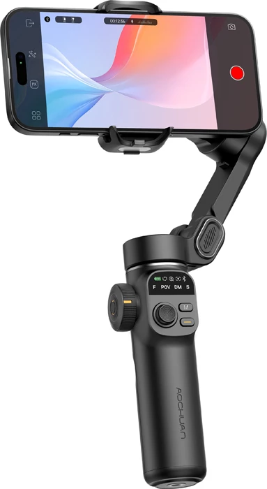 Gimbal për celular AOCHUAN Smart X2 Standard, stabilizim 3-aksësh, krah zgjatës 20 cm, set me tripod, i zi