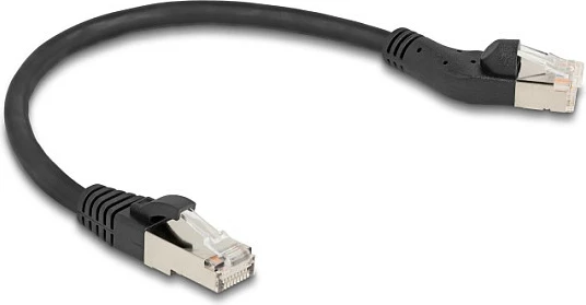 Kabllo rrjeti DeLOCK Cat6A S/FTP RJ45 0.25 m, 10 Gbit/s, konektor 45° i majtë, e zezë