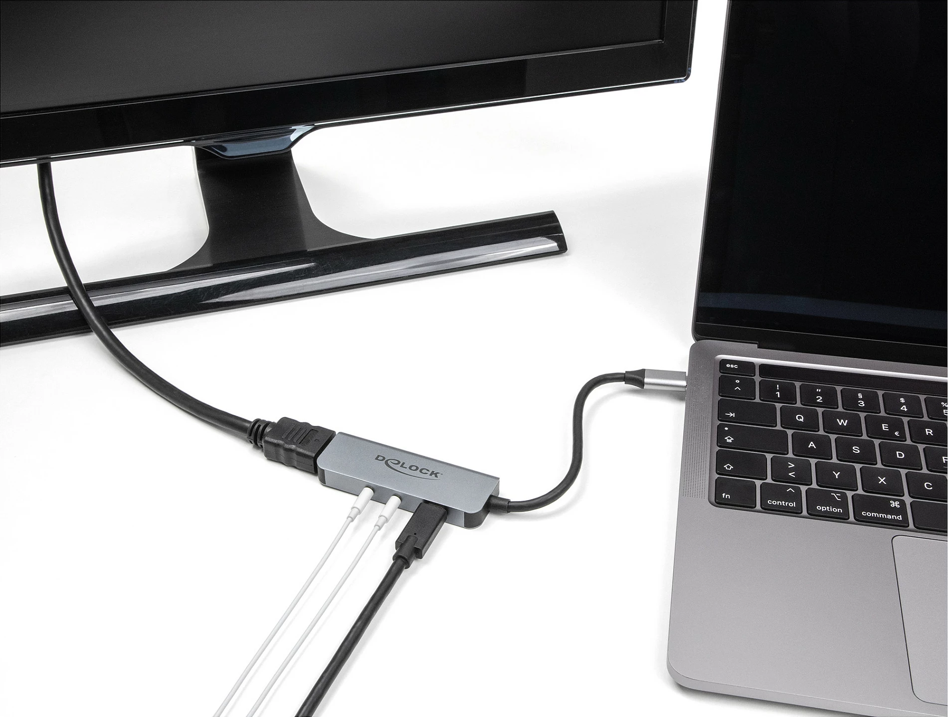 Adapter USB-C DeLOCK 61064, HDMI 4K 60Hz, 2x 3.5mm audio, USB-C PD 95W, gri
