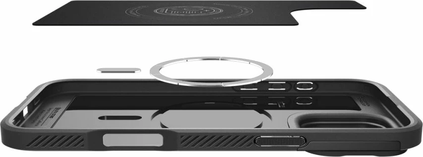Mbështjellës Spigen Optik Armor Mag për iPhone 16 Pro, MagSafe, i zi