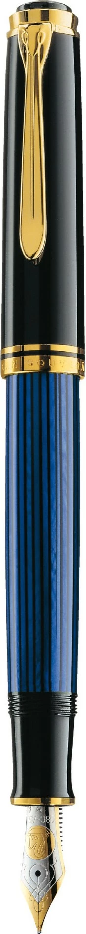 Stilolaps Pelikan M800, mesatar, kuti dhurate, zi-blu