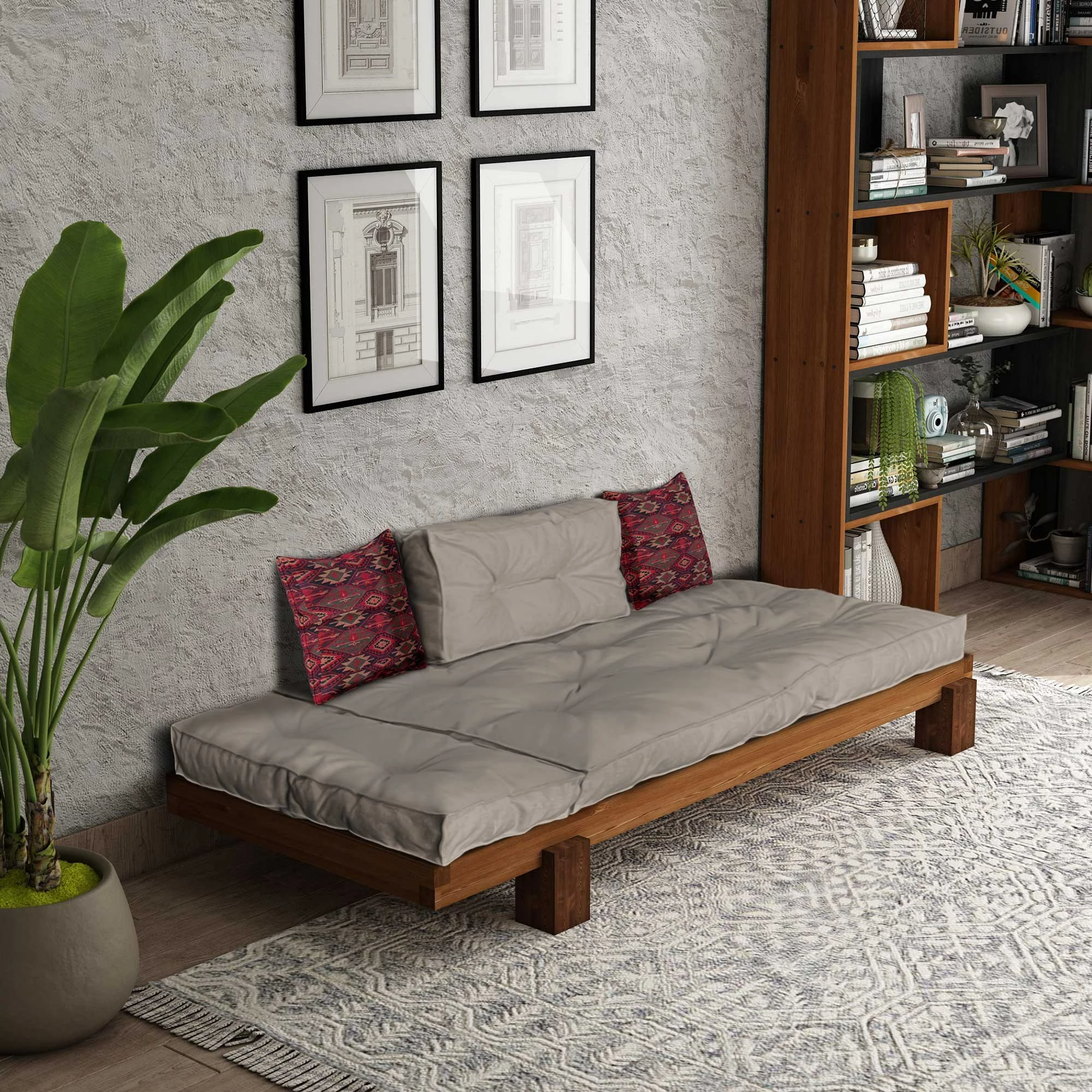 Krevat relaksues Atelier del Sofa, ngjyrë teak dhe bezhë, CPT8376-200