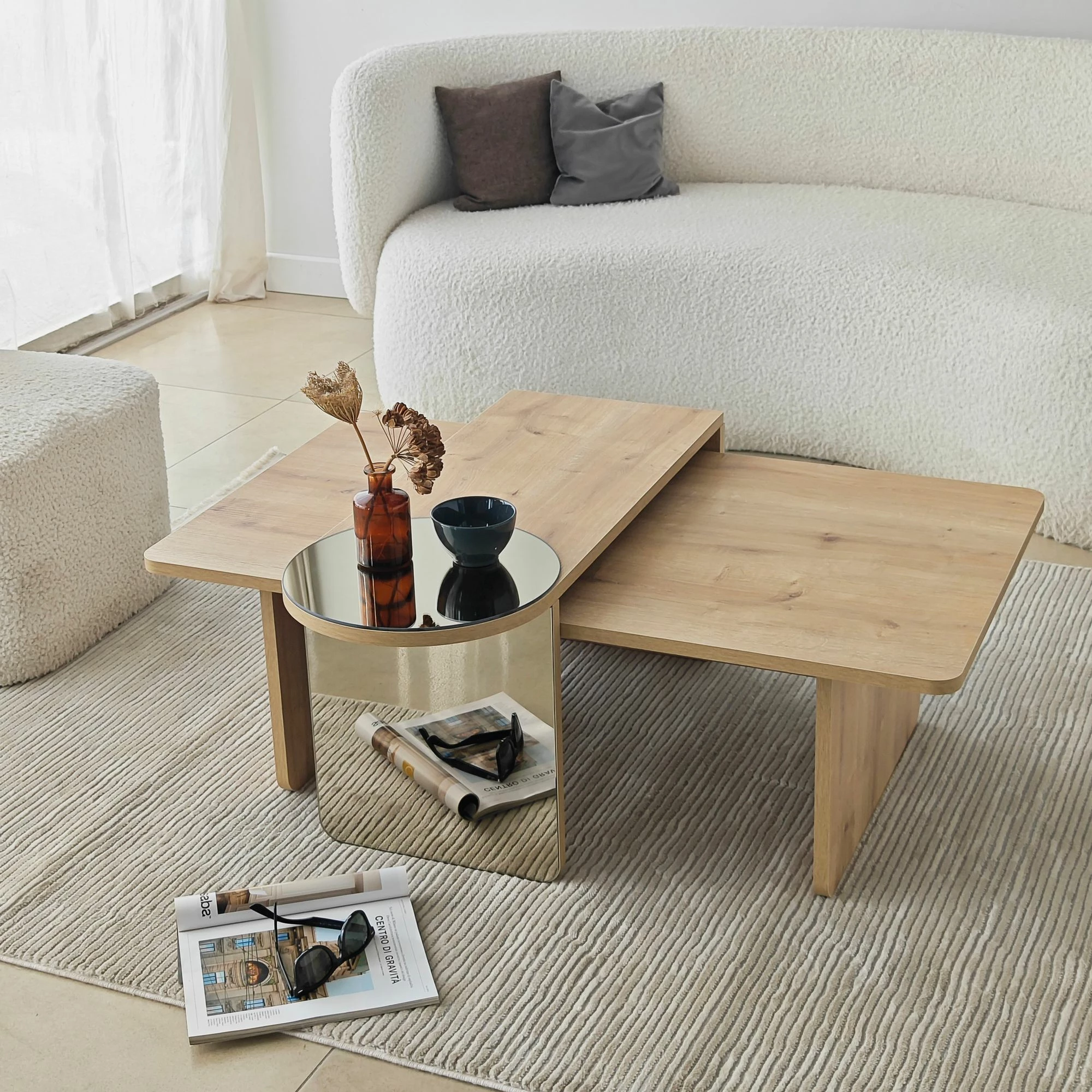 Set tavolinash kafeje Skye Decor, Luna 2, bronzie, sapphire oak