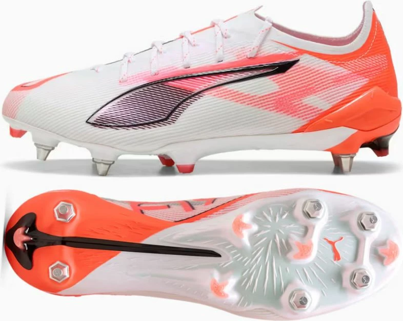 Atlete futbolli Puma për meshkuj, të bardha dhe portokalli