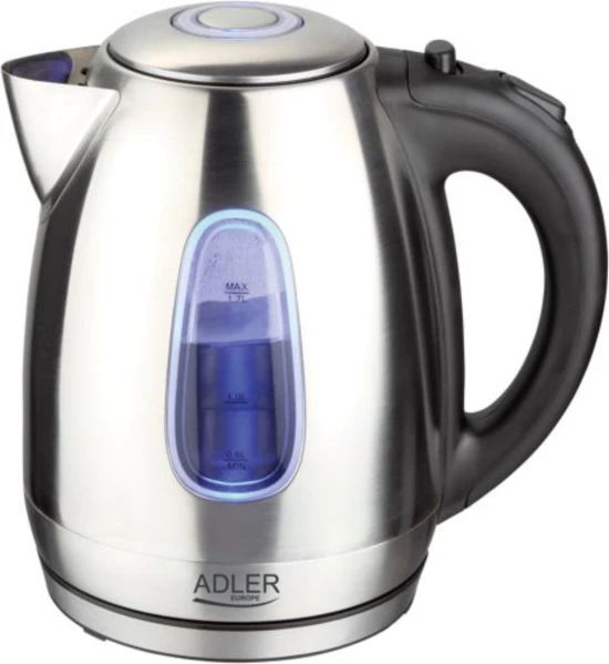 Çajnik elektrik ADLER AD1223 1.7L 2200W inox, argjend/zezë
