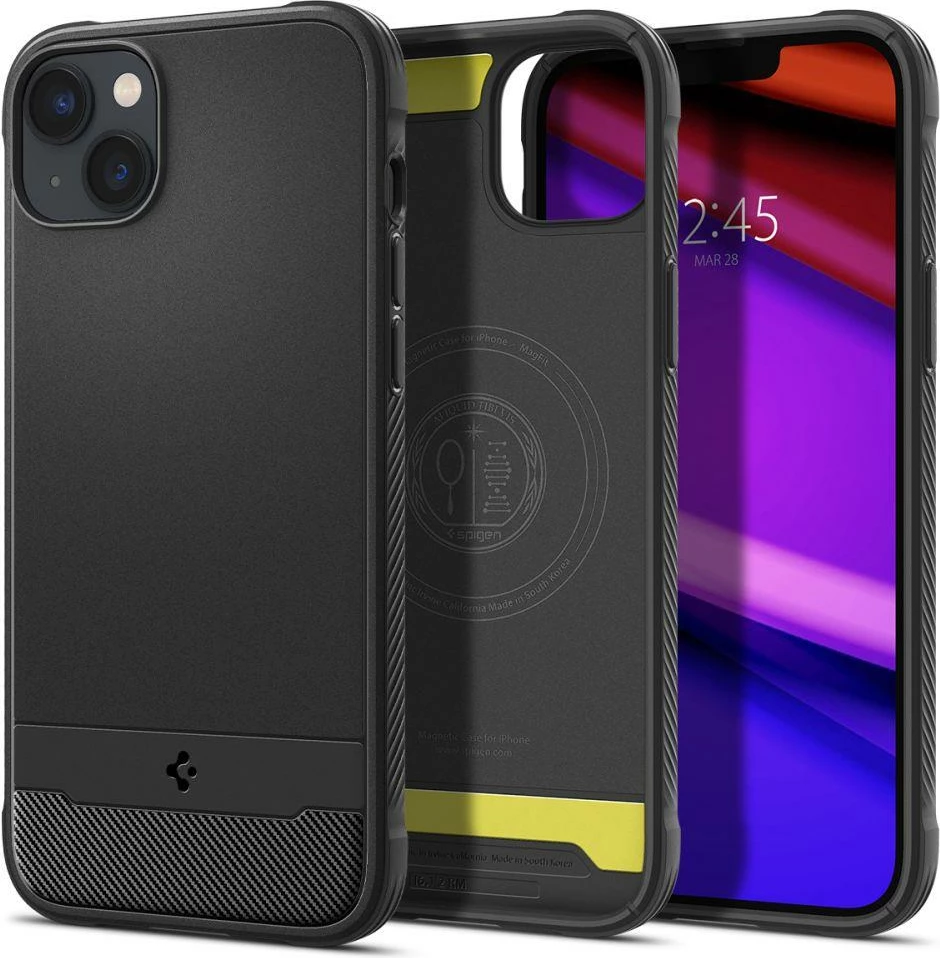 Mbështjellës Spigen Rugged Armor Mag me MagSafe për iPhone 14, Mat Zi
