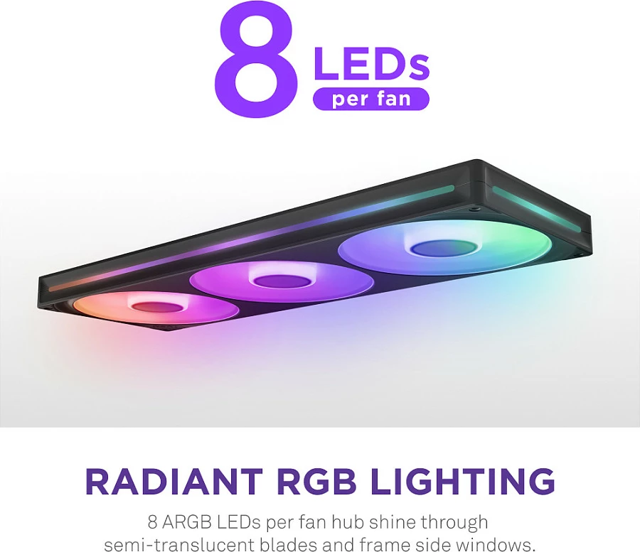 Ventilatorë për kasë NZXT F420 RGB Core, 3x140mm, PWM, ARGB, i zi