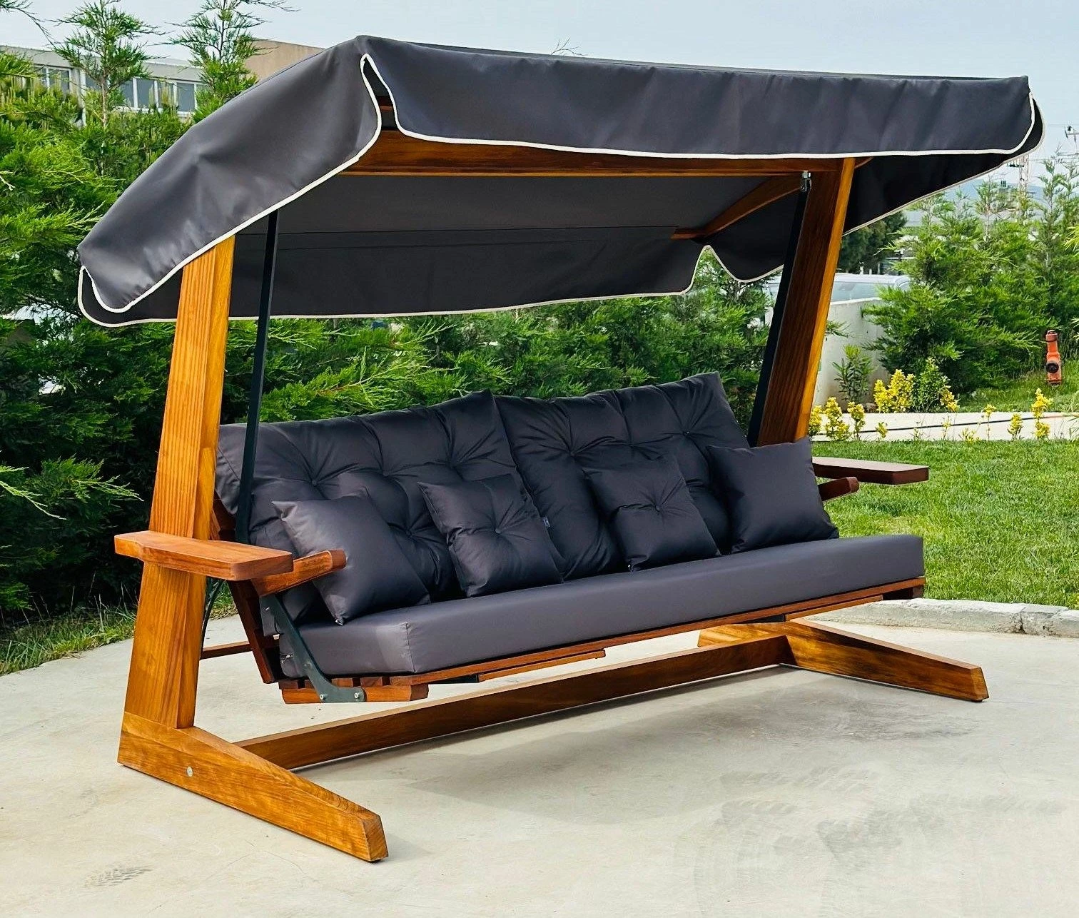 Karrige lëkundëse treshe për kopsht, ngjyrë antracit, Skye Decor Luna Deluxe 2600