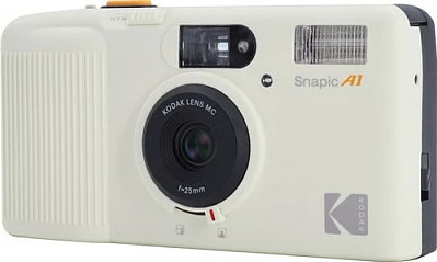 Fotoaparat analog Kodak Snapic A1, film 35mm, flash i integrum, e bardhë/ivory