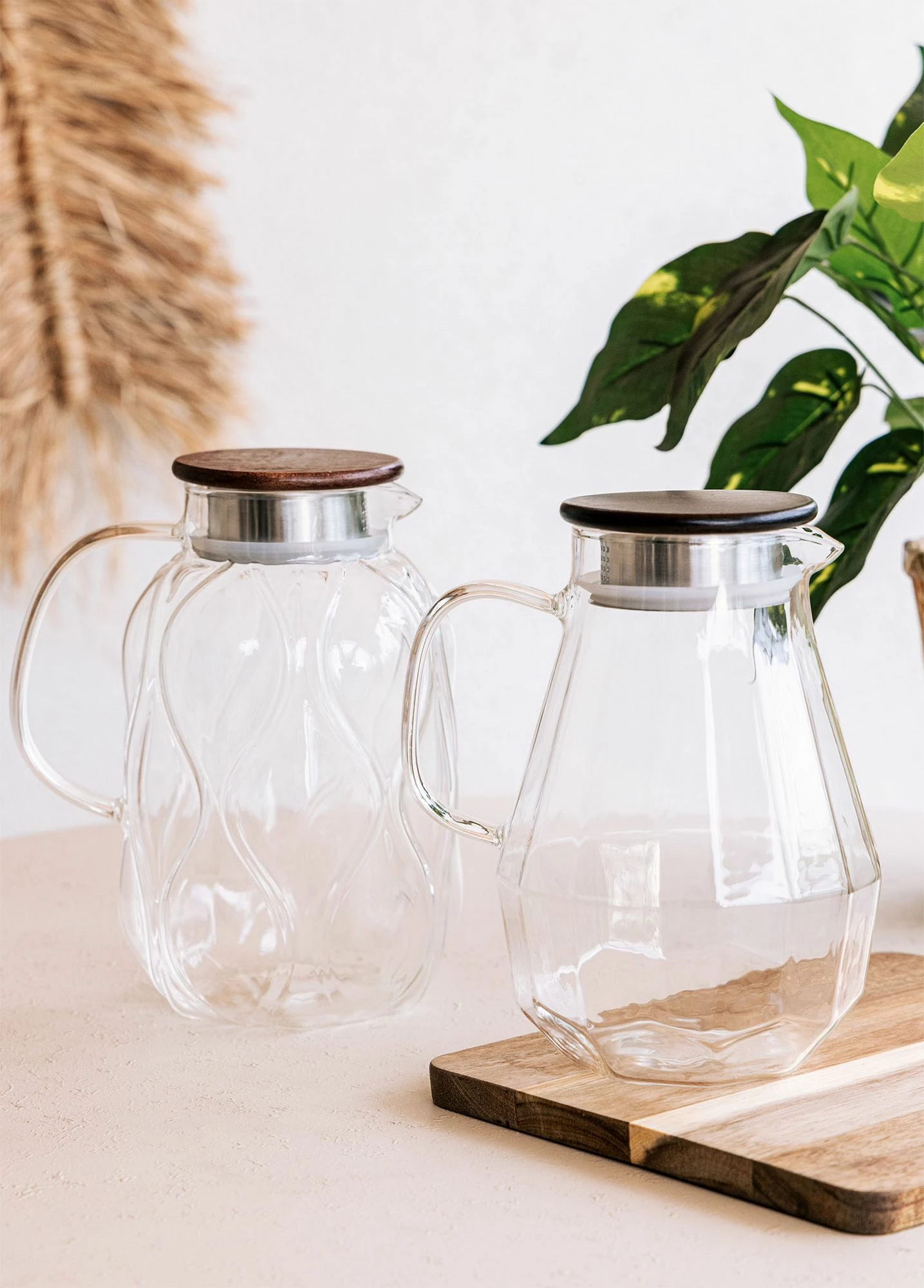 Shishe qelqi me kapak bambuje, Hermia, SSE0031, 2000ml