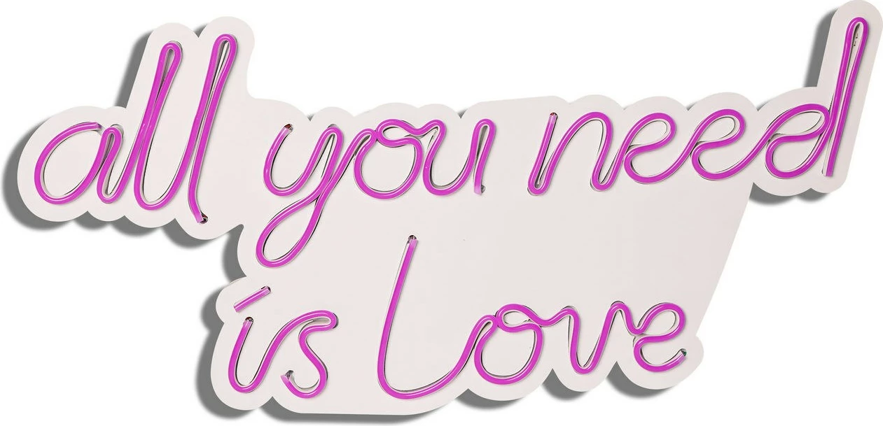 Dekor dritash LED plastike, 'all you need is love', ngjyrë rozë