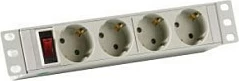 Shirit prizash (PDU) EFB Elektronik 10" 1U, 4x CEE 7/3, me switch, gri