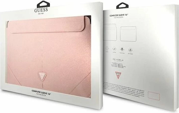 Kutia mbrojtëse për laptop Guess Saffiano Triangle Logo 16 inç, rozë [Ngjyra: Rozë]
