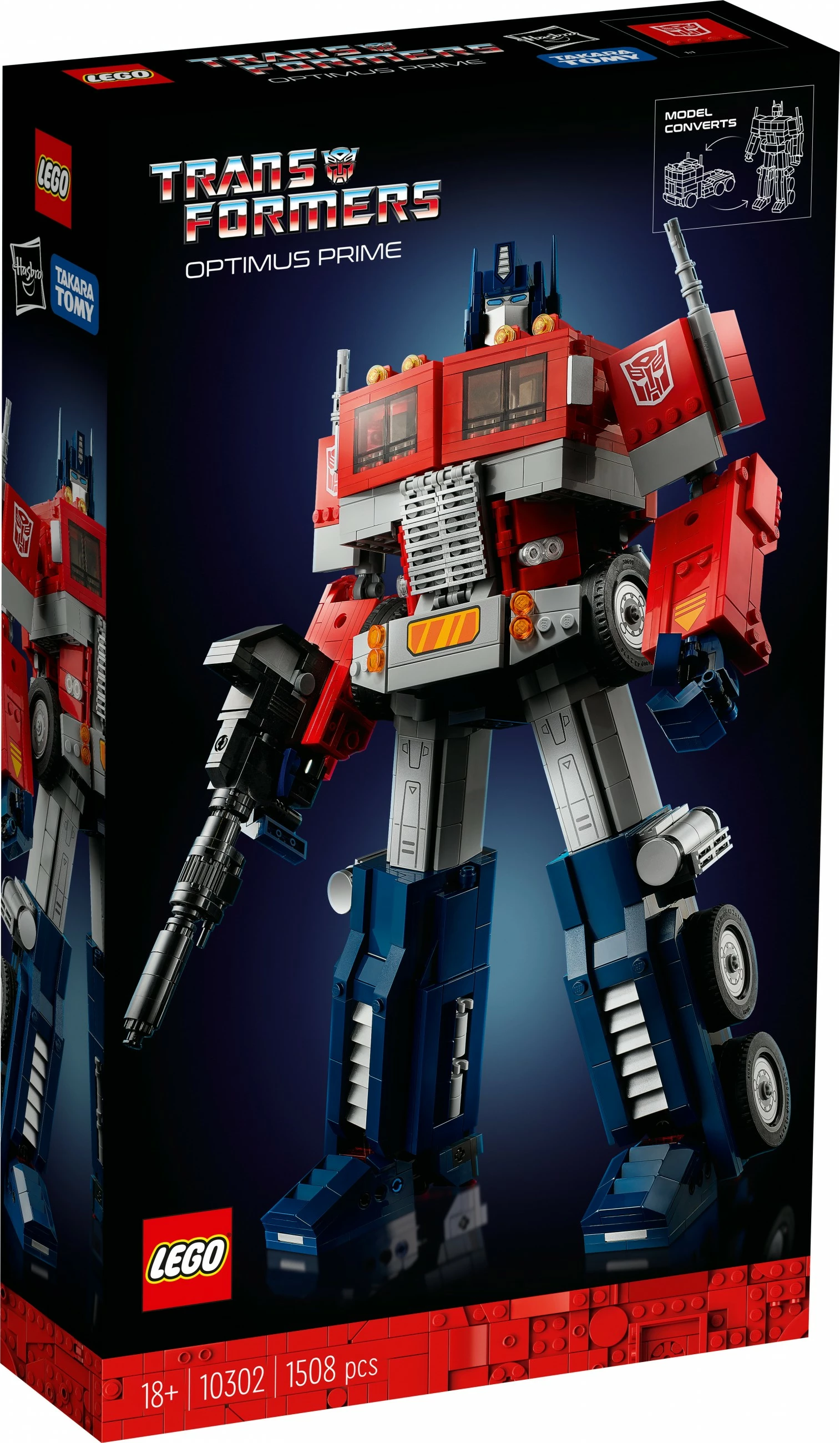 Set ndërtimi LEGO ICONS Optimus Prime, 1508 pjesë, plastikë, shumëngjyrësh
