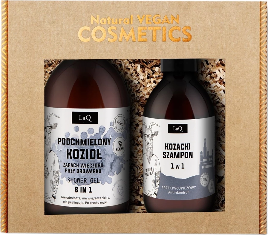 Set xhel dushi dhe shampon kundër zbokthit për meshkuj LaQ Podchmielony Kozioł, 500ml + 300ml