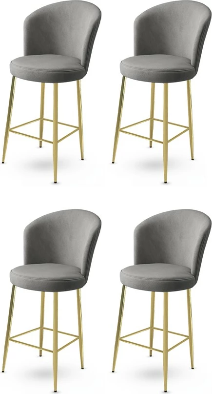 Set karrigesh për bar, 4 copë, Hanah Home, Alte, gri, ar