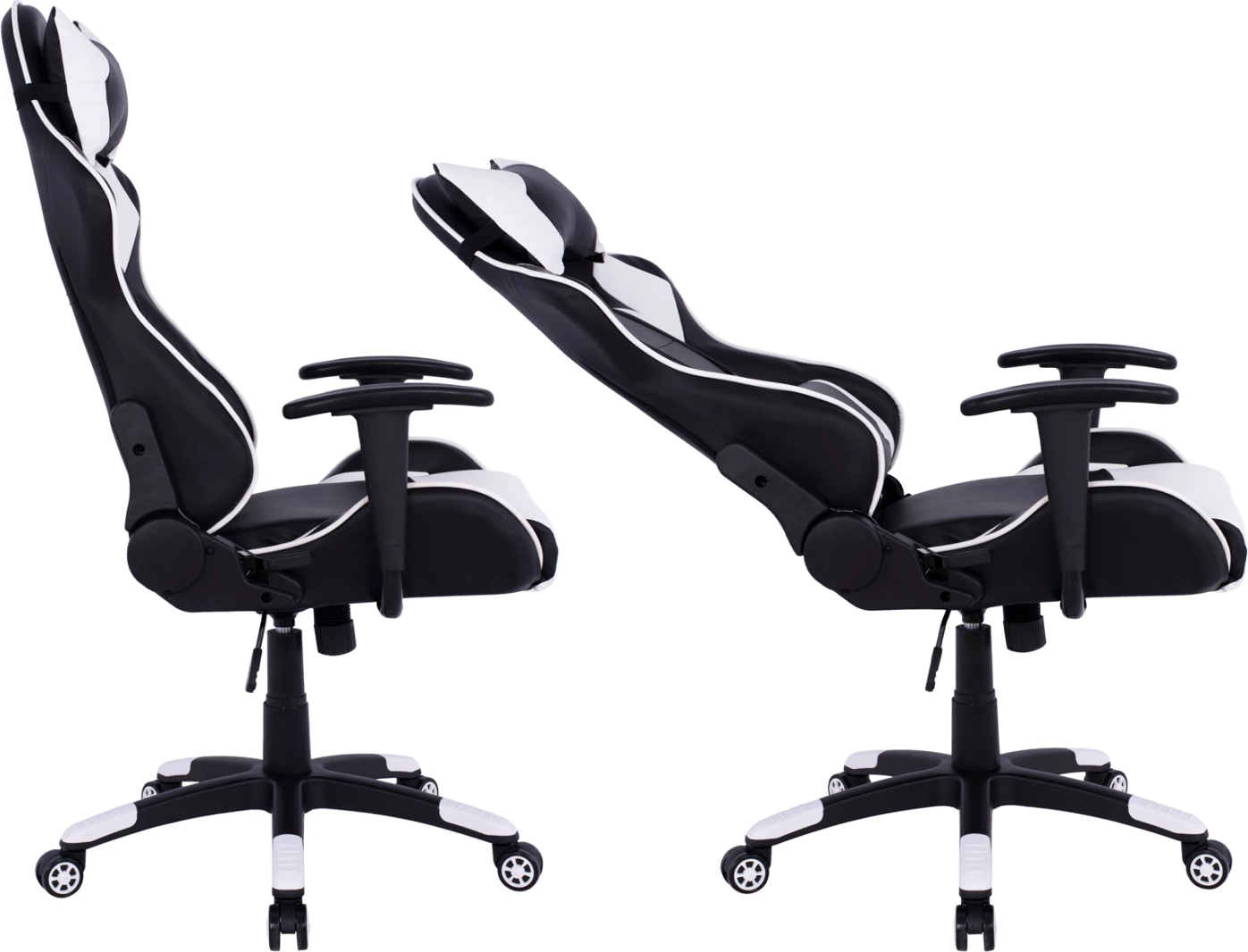 Karrige gaming për zyre, ngjyrë bardhë e zezë, FH1072.04, 66.5x70x(122-129) cm