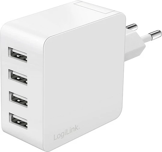 Karikues USB-A LogiLink 24W, 4-Port (4x USB-A), i bardhë