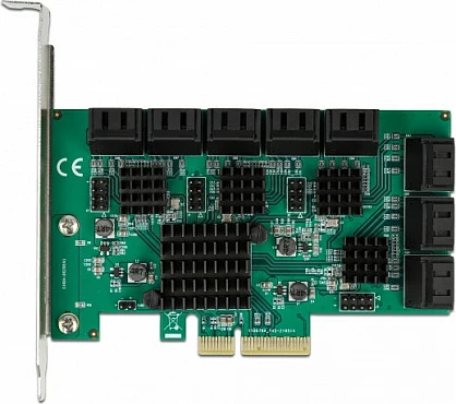 Kartë kontrolluese SATA DeLOCK PCIe x4, 16 porta SATA 6Gb/s, e gjelbër/hirtë