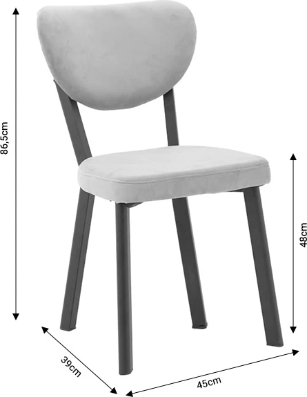 Karrige Joley kadife e zezë e errët-metal i zi 45x39x86.5cm