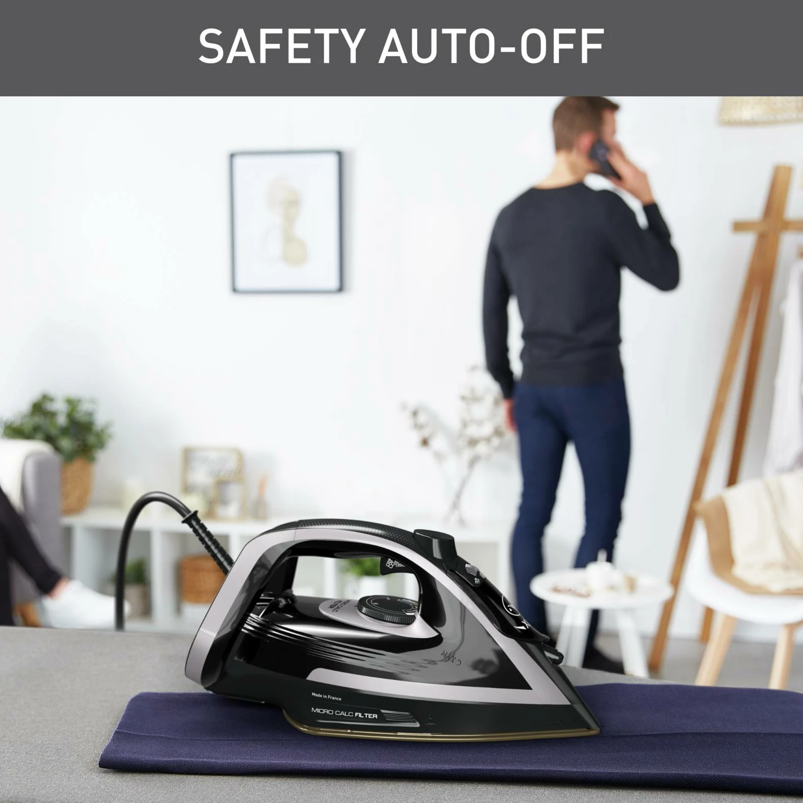 Hekur me avull Tefal FV8062E0 Puregliss 3000W, e zezë/hirtë