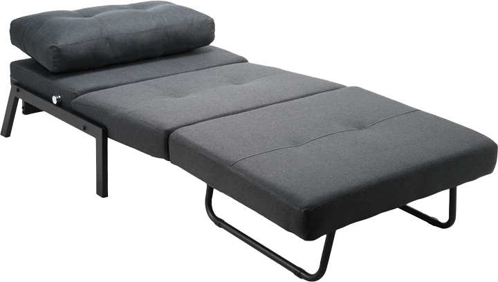 Fotelje-shtrat Fancy, ngjyrë antracit, këmbë metalike të zeza, 95x98x70cm