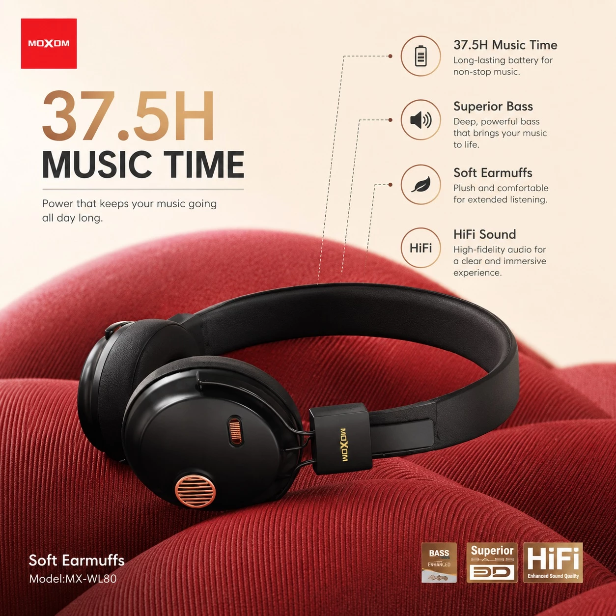 Kufje Maxom 37.5H Premium Voice Wireless