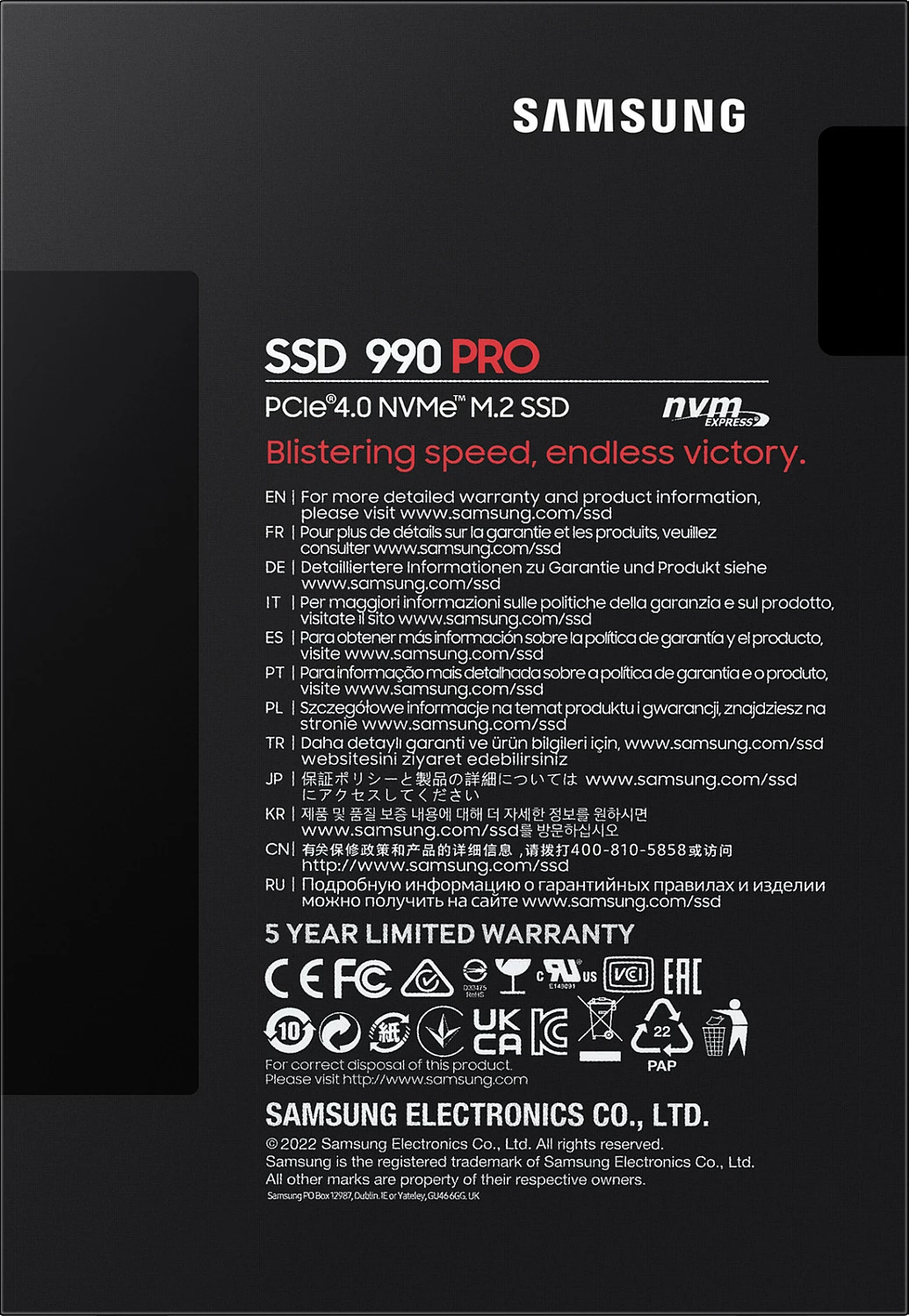SSD Samsung 990 PRO, 2 TB, M.2, 7450 MB/s