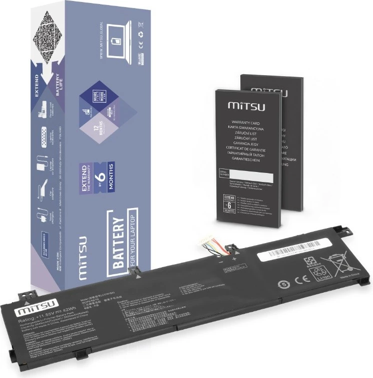 Bateri Mitsu C31N1843 për Asus VivoBook S432F S432FA S432FL S532F S532FA S532FL, 3636 mAh, 11.55V